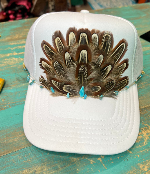 Fabulous Feather Trucker Caps