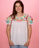 Flutter Sleeve Embroidery Top