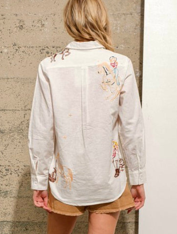 Vintage Cowgirl Embroidery Shirt