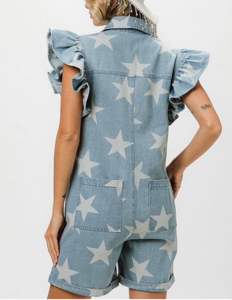 Denim Star Romper