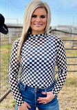 Black & White Check Mesh Top